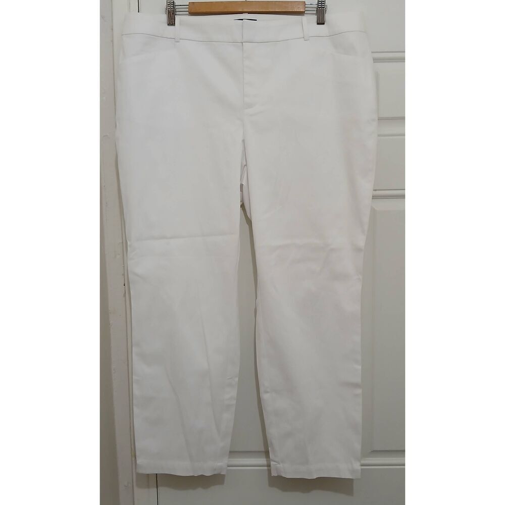 Lord and Taylor womens 38 waist PURE WHITE casual cotton tapered chino pants